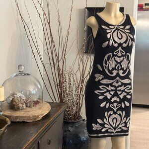 INC international Sleeveless Dress w/heavy gilded gold macrame and glass beads